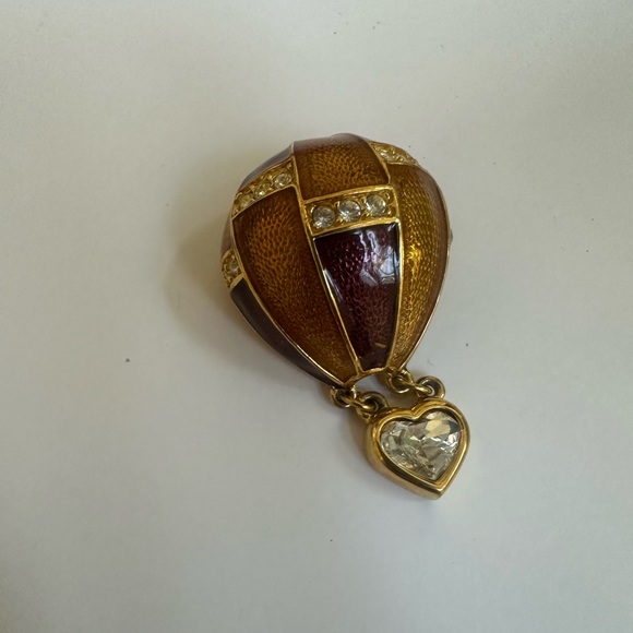 Vintage Jewelry Signed Joan Rivers Enamel & Rhinestone Hot Air Balloon pin ♥️ - Picture 4 of 9